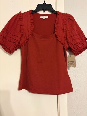 Frye and Co. Womens Square Neck Short Sleeve Blouse